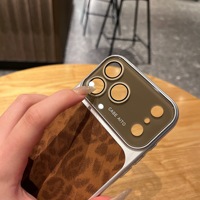 Coque de téléphone en cuir PU texturé motif léopard de luxe en gros pour iPhone 18 17 Air 16 15 14 Pro Max 13 avec grande fenêtre de protection