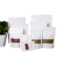 Sac en papier alimentaire avec fenêtre givrée, pochette à fermeture éclair autoportante, sac en papier kraft personnalisable