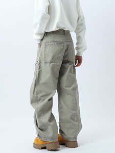 Pantalon décontracté en denim pour homme, style rétro américain, tendance, avec coutures, coupe ample, jambes larges, plissé, Machete 2026, nouveau, long - Product Image 4