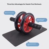 Rouleau abdominal silencieux à double roue F-213 0,6 kg pour hommes, équipement de fitness à domicile, rouleau de crunch antidérapant et anti-roulement