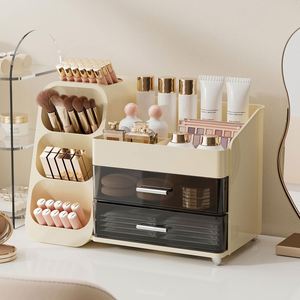 Dustproof Stocked Modern Rectangle Injection Molded ABS+PET Plastic Bathroom <b>Makeup</b> Storage <b>Box</b> Cosmetics Organizer 35x19x25cm - Product Image 2