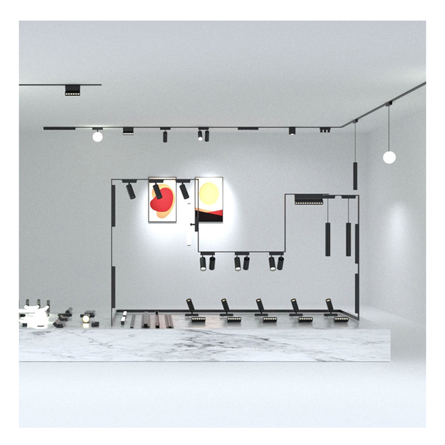 Wholesale Retail DC48V Magnetic Track Lighting System Black White Magnet Rail Smart Led Magnetic Track Lights for Shop Museum