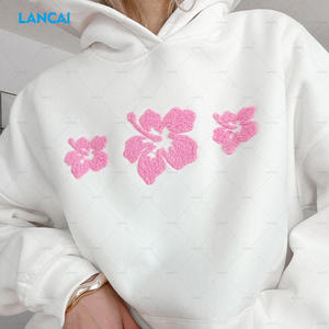 Haute qualité femmes coton Baggy à capuche 3D brodé surdimensionné goutte épaule français Terry Streetwear hiver décontracté personnalisé - Product Image 3