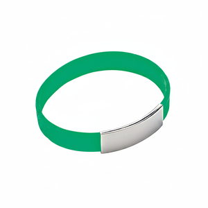 Braccialetto in silicone verde da uomo con placca in metallo, accessorio di moda - Product Image 2