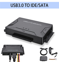 Конвертер данных USB 3.0 в SATA IDE ATA 3-в-1 для ПК и ноутбуков, для жестких дисков 2,5 и 3,5 дюйма, черный, с адаптером питания EU/US