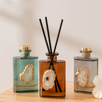 Difusor de Aromas de Lujo con Geoda de Ágata, Botella Cuadrada de Vidrio, Marca Privada OEM ODM, para Hoteles Boutique, Venta al Por Mayor, Caja de Regalo con Fragancia