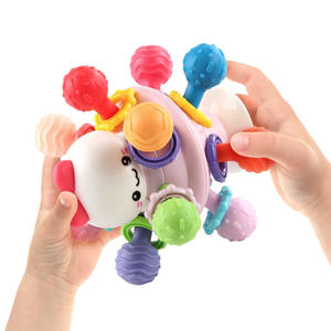 Jouets pour bébés <span class=keywords><strong>Manhattan</strong></span> Atom Ball, jouet de dentition en silicone, boule à saisir, hochet, jouet éducatif précoce apaisant pour nourrissons - Product Image 5