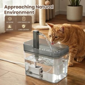 Fontaine à eau automatique transparente pour animaux de compagnie, distributeur d'eau filtrée silencieux pour chats et chiens - Product Image 4