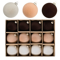 Juego de Adornos Navideños de Bolas Flocadas de Alta Calidad de 6 cm, Decoraciones para Árboles con Tacto de Terciopelo Suave, Adornos Colgantes para Navidad, Hogar, Fiestas