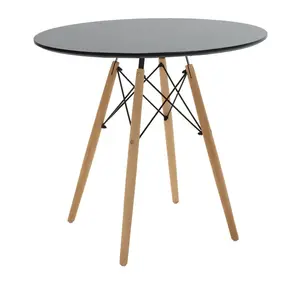 Retro Timber Wood MDF Tables Round Dining Table Black/White Cafe Table