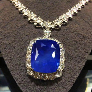 SGARIT rara collezione 18k <span class=keywords><strong>oro</strong></span> bianco preziosi gioielli in pietra preziosa 41.33ct naturale BURMA fiordaliso blu collana con ciondolo in zaffiro - Product Image 4