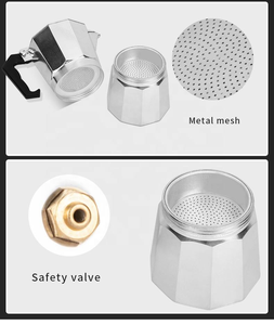 Italiano <span class=keywords><strong>Moka</strong></span> <span class=keywords><strong>Express</strong></span> Aluminio Estufa <span class=keywords><strong>Cafetera</strong></span> <span class=keywords><strong>Moka</strong></span> Pot Diseño moderno Gas y estufa eléctrica Espresso Maker - Product Image 5