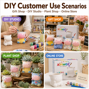 Kit complet de peinture céramique DIY : Livre de modèles de pots pour animaux et <span class=keywords><strong>plantes</strong></span> succulentes, peintures, pinceaux, palette – Écologique pour la maison, le jardin et les enfants - Product Image 2