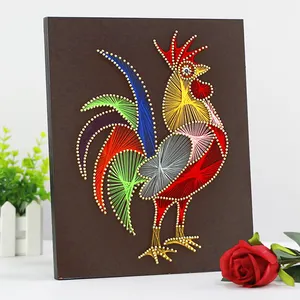 Wholesales handmade DIY kids chicken wooden decor supplies string art for kids