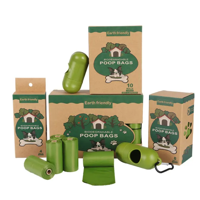 Bolsa de residuos de maíz personalizable, 100% Biodegradable, con dispensador de caca de Mascota