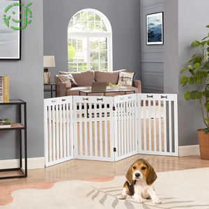 JQ รั้วกั้นสุนัข6แผงพับได้อเนกประสงค์ทำจากไม้ไผ่ - Product Image 1