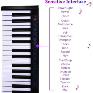 PopPiano Piano digital portátil de 61 teclas, teclado enrollable con Bluetooth para adultos, principiantes, uso diario - Product Image 1