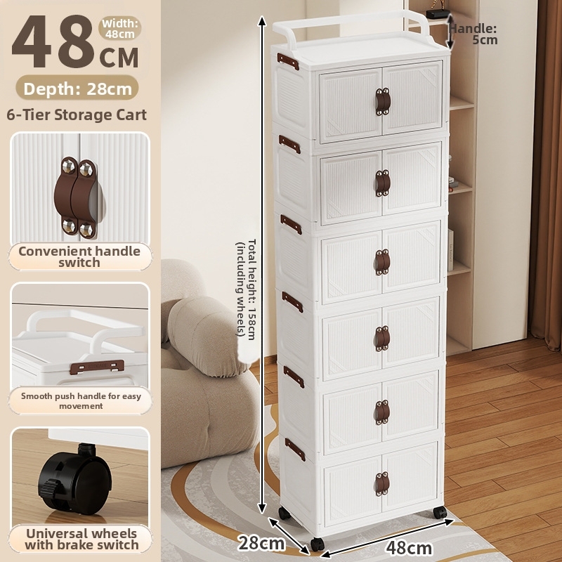 48cm faux leather handle small trolley folding box-solid white