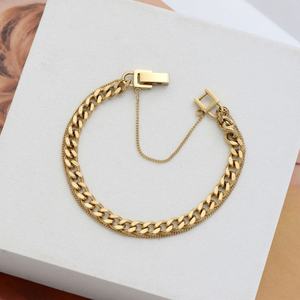Pulseras de Cadena de Acero Inoxidable al por Mayor para Mujer, Chapadas en Oro de 14k y 18k, Pulseras y Brazaletes de Doble Capa para Mujer - Product Image 1