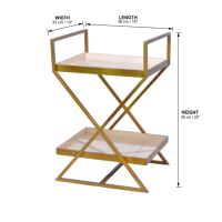 Nouvelle table basse moderne à 2 niveaux avec plateau en marbre et structure en fer, table d'appoint pour salon, chambre à coucher, table de canapé
