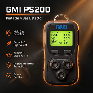เครื่องตรวจจับก๊าซหลายชนิดแบบพกพา GMI PS200 PS500 เครื่องตรวจวัดก๊าซ 4 ชนิด อุปกรณ์ตรวจจับก๊าซเพื่อความปลอดภัยส่วนบุคคล - Product Image 6