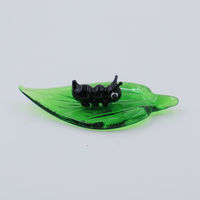 Figurines d'insectes en verre de Murano à feuilles vertes miniatures faites à la main coccinelle coccinelle fourmi papillon chenille-artisanat unique