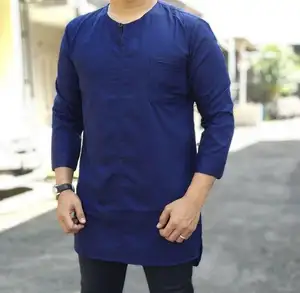 2019 Custom Made Design Kurta Kurzarm Muslim Kurta für Männer Doppel kragen Elegante Türkei Jubah indische Männer Baumwolle Kurta Shirt