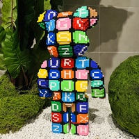 Décoration de la maison, assemblage de 53cm lettre ours modèle 3D Mini brique figurine jouets ours coloré Micro blocs de construction