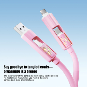 Câble de charge super rapide en silicone 4 en 1 avec lumière LED, 3 pieds, USB Type-C vers Type-C, connecteurs multiples pour téléphone portable - Product Image 4