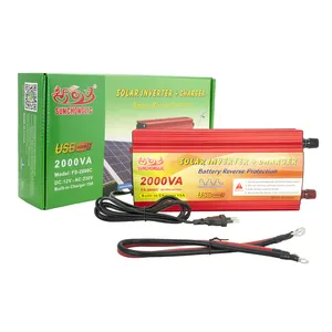 Sunchonglic Inverter Converter 2000W 12V 220V Dc Ac 2000va Modifikasi Gelombang Sinus Off Grid Power Inverter dengan Charger 15A