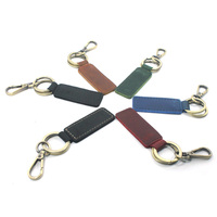 Porte-clés en cuir véritable, Logo personnalisé fait à la main, Crazy Horse, anneau pour cadeau de voiture d'affaires, kq124