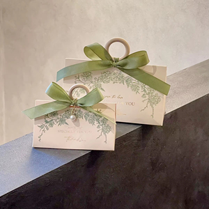 Boîte à cadeaux de mariage pliante de luxe, boîte à pâtisserie <span class=keywords><strong>souvenir</strong></span>, boîte à cadeaux de mariage avec ruban, boîte à cadeaux de mariée avec poignée <span class=keywords><strong>en</strong></span> <span class=keywords><strong>bois</strong></span>, boîte de rangement exquise - Product Image 2