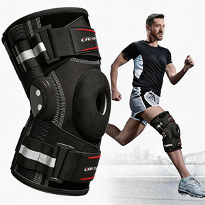 Genouillère articulée réglable avec stabilisateurs latéraux doubles amovibles, support de genou sportif pour hommes et femmes, course à pied, basketball, fitness - Product Image 1