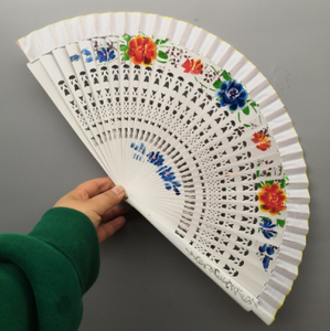 Wholesale Spanish Solid Color Bamboo Hand Fan-Classic Advertising Design Carved Eco-Friendly Handmade Customized Colors for - Product Image 3