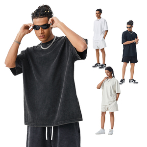 เสื้อยืดผู้ชายเนื้อหนัก 305GSM ผ้าฝ้าย 100% รับออกแบบโลโก้ เสื้อยืดเปล่าคุณภาพสูง ทรงโอเวอร์ไซส์ ไหล่ตก สำหรับผู้ชาย - Product Image 2