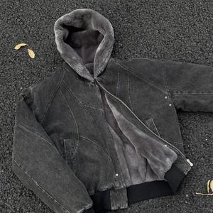 Veste à capuche en toile rétro lavée, très résistante, 2025, veste en coton |   Veste en velours épaisse pour hommes et femmes, vente directe d'usine - Product Image 2