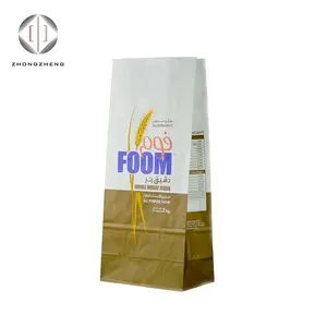 custom made sealable craft paper bag for wheat flour/semolina packaging