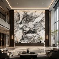 Dalle de pierre frittée de luxe effet Dragon Ascendant 1600x3200mm, grand format, aspect marbre bleu foncé, en porcelaine pour murs et sols de villa