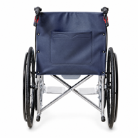 Fauteuil roulant pliable en acier inoxydable avec siège en forme de U, pneus en PU et freins à main pour personnes âgées
