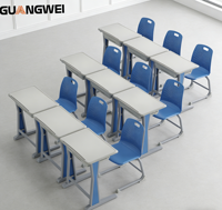 Table d'étude en acier et bois de bonne qualité GUANGWEI, mobilier scolaire pour lycée, bureau et chaise pour étudiants