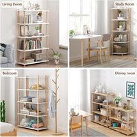 Étagère à livres en bois à 5 niveaux, bibliothèque ouverte moderne, étagère de rangement autoportante, structure en hêtre, montage facile, pour la maison ou le bureau