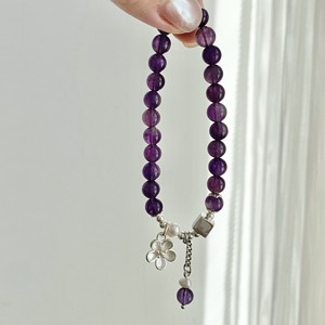 สร้อยข้อมือดอกไม้มุกอเมทิสต์ S925 เงินสเตอร์ลิง เครื่องประดับสำหรับผู้หญิงที่หรูหราสำหรับสวมใส่ในชีวิตประจำวัน - Product Image 4