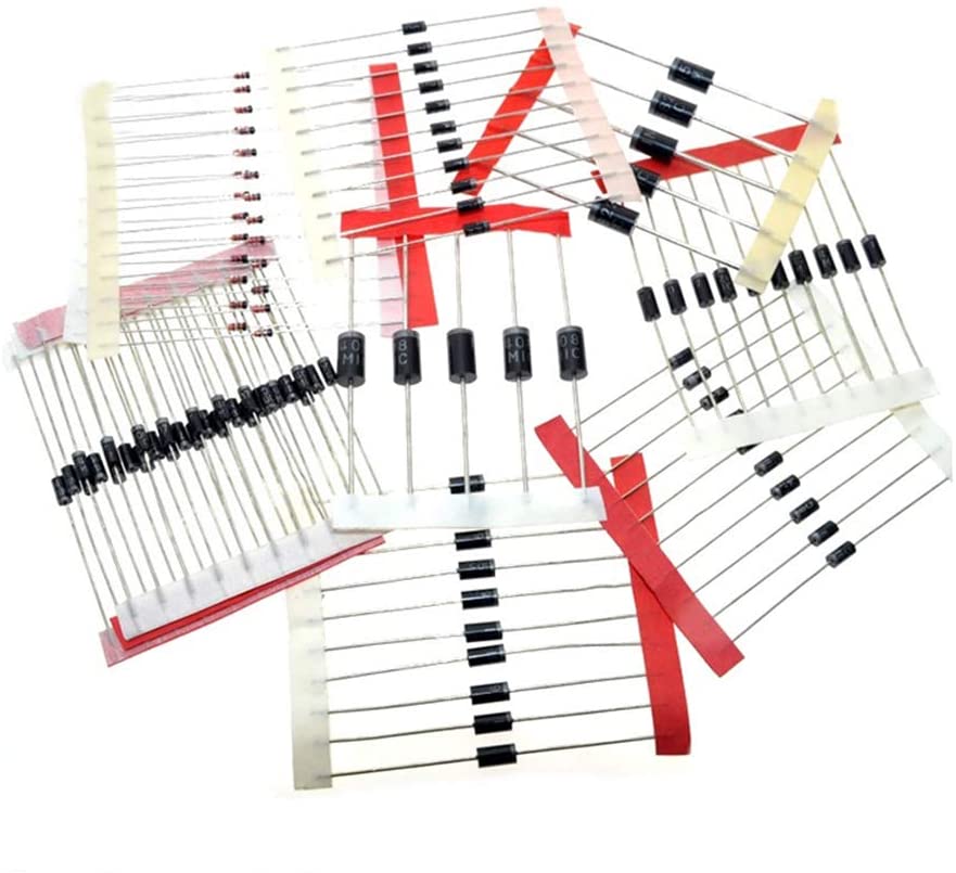 100 шт. набор диодов в ассортименте, 8 значений, набор диодов в ассортименте для электронных компонентов «сделай сам», стандартный выпрямитель мощности для восстановления 1N4148/1N5822