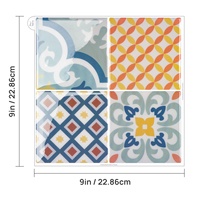 Carreaux autocollants marocains colorés, panneaux muraux imperméables de style bohème pour une décoration intérieure éclectique