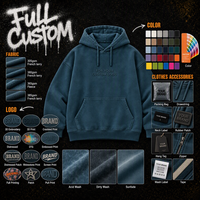 Sweat-shirt à capuche personnalisé pour homme, coupe oversize, en molleton 345 GSM, bleu uni, effet délavé vintage, style streetwear