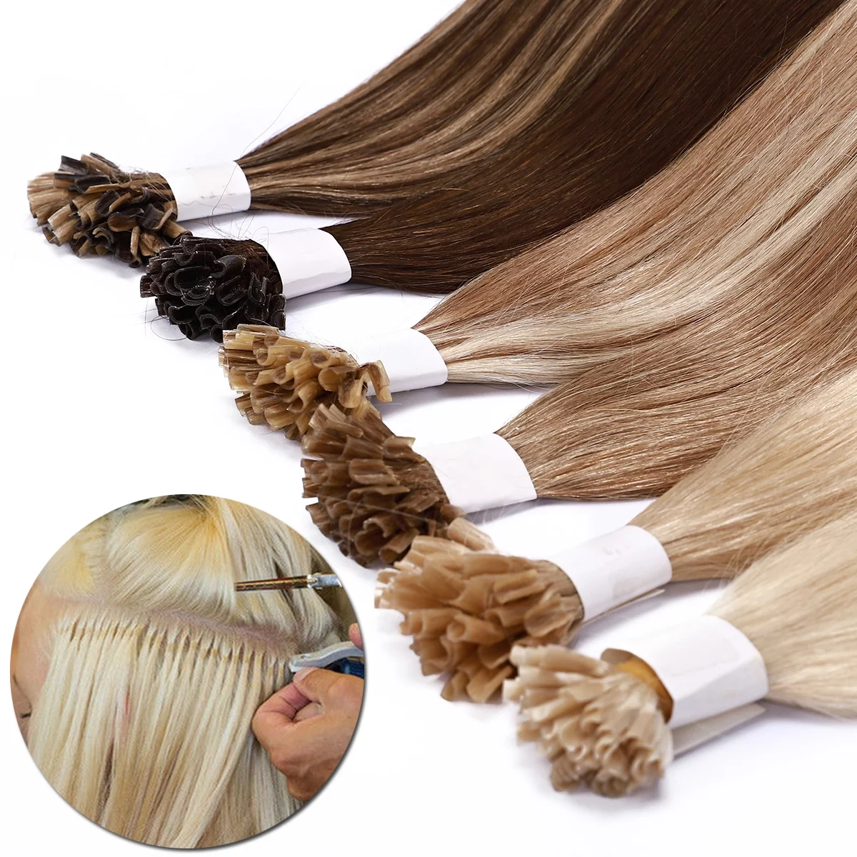 Extension per capelli con punta a doppia tiratura grezza con punta a U Pre-incollati per capelli a fusione 100% capelli umani vergini