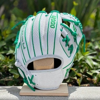 Gant de baseball professionnel en cuir de kip de 11,5 pouces avec logo personnalisé en relief, fait main, durable, en cuir brut, avec lacets