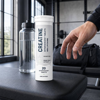 Comprimés effervescents de créatine et d'électrolytes naturels sans sucre, marque privée, supplément sportif, 20 comprimés/tube