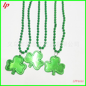สร้อยคอโคลเวอร์ไอริชสีเขียวจี้ประดับลูกปัดเครื่องประดับปาร์ตี้เครื่องประดับสำหรับทุกเพศ LPP4448 - Product Image 1