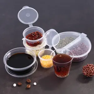 Clear Black 0.75oz 1oz 2oz 2.5oz 3.25oz 4oz 5.5oz Hinged Plastic Souffle Sauce Portion Cup With Lid